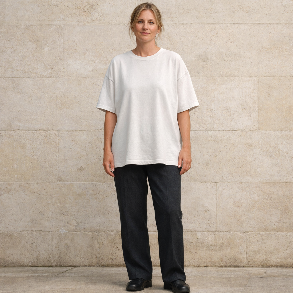 T-shirty - kremowa koszulka oversize