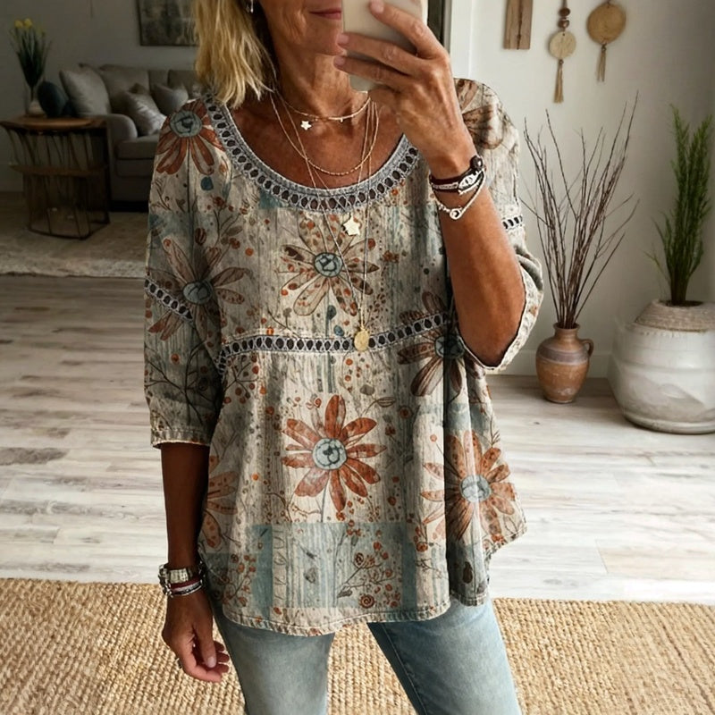 Frieda – Bluzka w kwiatowy wzór inspirowana stylem vintage - zdjęcie 3